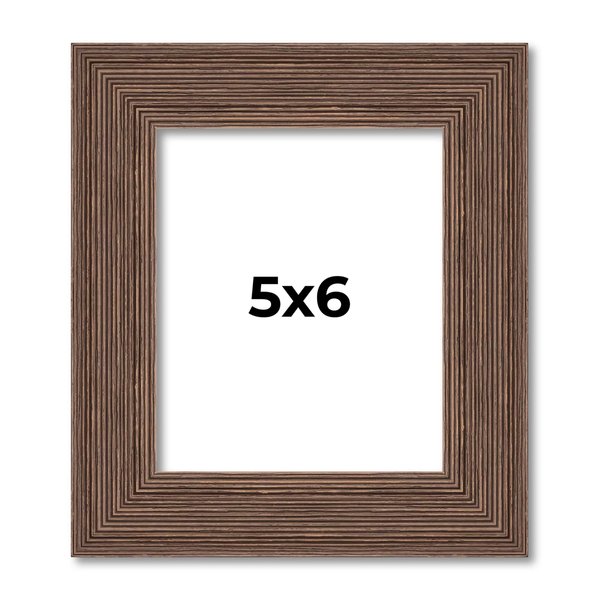 Poster Palooza 5x6 Brown Barnwood Distressed/Aged Wood Picture Frame - UV Acrylic Glass, Foam Board Backing & Hanging Hardware Included - 5x6 Inch Frame