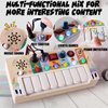 Busy Board Montessori Toys，Baby Magic Xylophone Wooden Musical Toy with Lights,, Baby Wooden Busy Board with 6 LED Light switches, Sensory Toys Light Switch Toys Travel Toys for 1+ Year Old