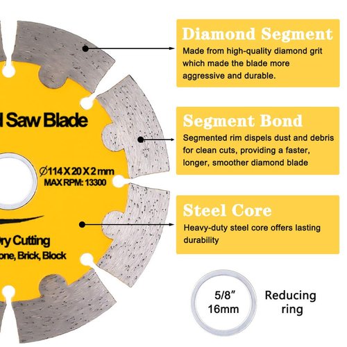 NYTiger 3 Pack 4-1/2 inch Diamond Saw Blades 4.5" Angle Grinder Disc Wet Dry Segmented Cutting Wheel with 4/5-5/8 inch Arbor for Concrete Stone Brick Block Masonry