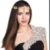 Dizila 4 Pieces Crystal Rhinestone Gems Jewelry Head Chains Boho Headbands Forehead Chains with Rubber Bands Prom Party Accessories Headpieces for Women Girls