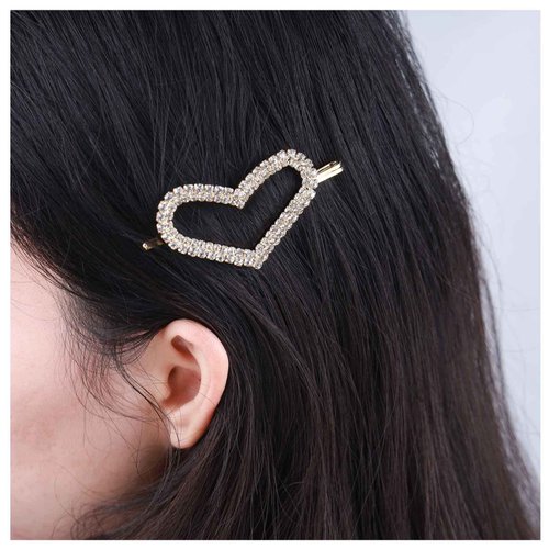 Andelaisi Vintage Crystal Heart Hair Clips Gold Cz Rhinestone Wedding Hair Barrettes Vintage Rhinestone Heart Hairpin Barrette Sparkly Cz Hair Pins Hairclip Decorative Bobby Pins Cz Wedding Headpieces