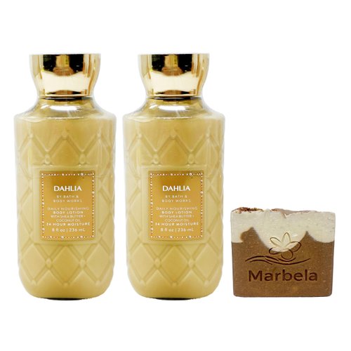 Bath & Body Works Dahlia - 2 Pack Of Body Lotion With a Yamma Jamma Bar Soap.