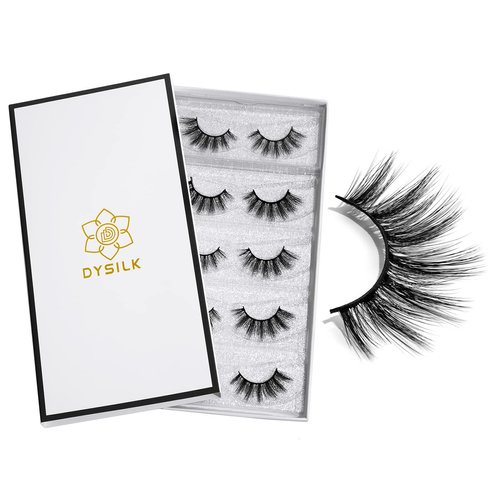 DYSILK Fake Eyelashes Natural Lash - Mink Lashes 5 Pairs 6D Wispy Lash Pack - Eye Lashes Strip Eyelash Extension Kit Reusable False Lashes Natural Look | 002-16mm