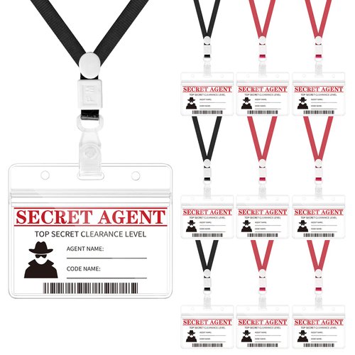 DLUGOPIS 10 pieces Secret Agent Name Tags Spy Decorations Secret Agent badge Top Secret party favor For Kids Teacher Classroom Halloween Caution Party