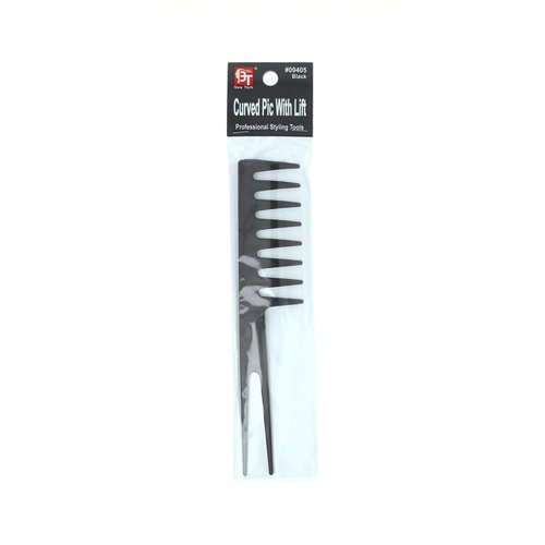 BT Plastic Comb (Black) Styler Comb with Pick Lift (Curved Pic with Lift)