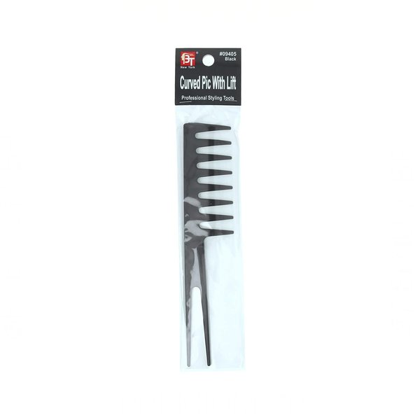 BT Plastic Comb (Black) Styler Comb with Pick Lift (Curved Pic with Lift)