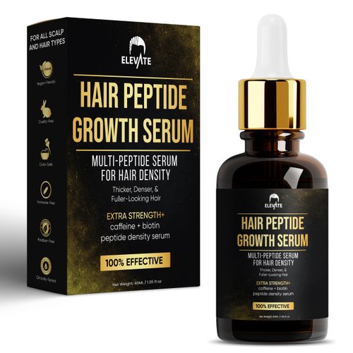 Elevate Multi-Peptide Hair Growth Serum Caffeine + Biotin Peptide Density for Fuller Thicker Visibly Longer Natural Hair Regrowth – Vegan Hair Growth Scalp Serum Hair Loss Treatment for Thinning Hair