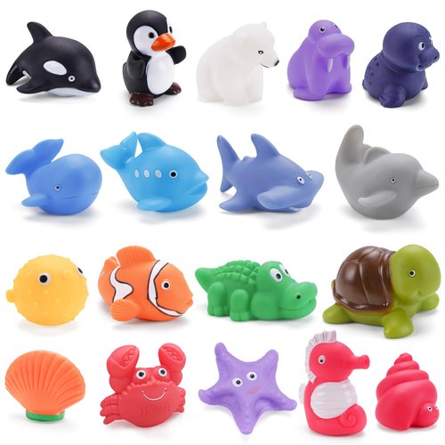 18Pcs No Hole Baby Bath Toys for Toddlers 1-3, Bath Toys for Infants 6-12 Months, Pool Toys for Toddlers Age 2-4, Ocean Animals Infant Bathtub Toys 0-6 3-6 Months Kids Newborn Gifts