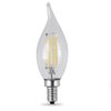 Feit Electric BPCFC40/827/LED/2 Decorative Clear Glass Filament LED Dimmable 40W Equivalent Flame Tip Chandelier Bulb, Soft White