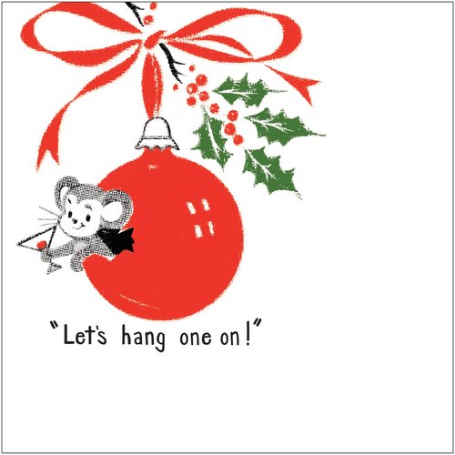 Creative Converting Elise 24 Count 3 Ply Archives 1966 Let's Hang One on Beverage Napkins, Red/White