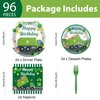 96 Pcs Garbage Truck Birthday Party Plates and Napkins Party Supplies Trash Trucks Party Tableware Set Waste Management Recycling Party Decorations Favors for Birthday Baby Shower for 24 Guests