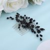 Denifery Black Teardrop Hair Comb Vintage Rhinestone Crystal Headpiece Bridal Side Combs Wedding Hair Accessories for Women and Girls