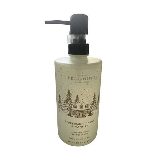 Pecksniffs Peppermint & Snow Vanilla Moisturizing Hand Wash Glass Bottle 16.9 Fl Oz