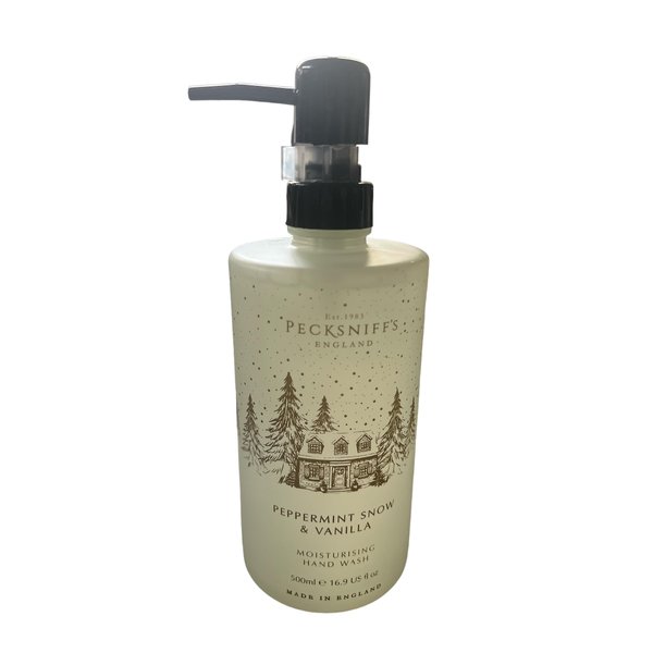 Pecksniffs Peppermint & Snow Vanilla Moisturizing Hand Wash Glass Bottle 16.9 Fl Oz