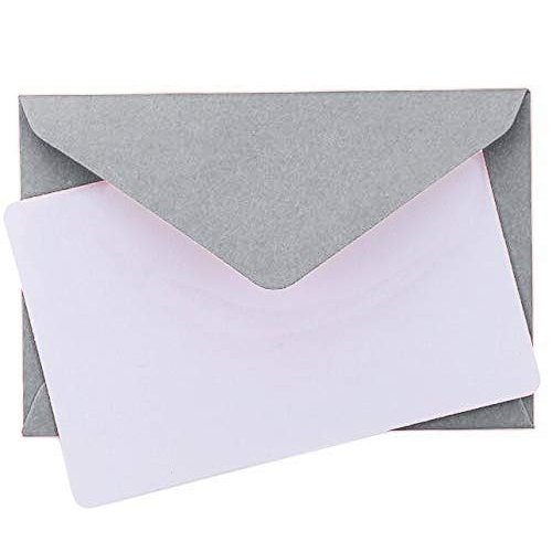 Mini Envelopes Silver 4" x 2.75" Gift Card Envelopes. Easy-Seal Business Card/Gift Card Envelopes (140 Pack with Cards)