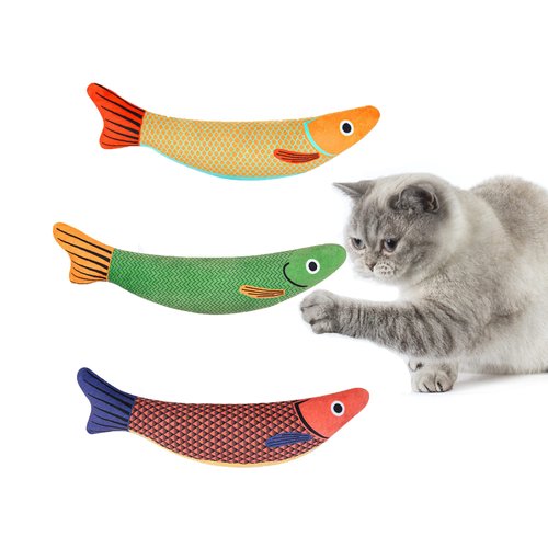 Cat Catnip Toy for Indoor 3PCS, 9.1 inch Cute Fluffy Cat Calming Pillow Toy with Bell Inside, Soft Cat Catnip Toys