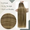 LaaVoo Brown Microlink Hair Extensions Human Hair Balayage 18 inch Light Brown to Golden Blonde Mix Brown Micro Beads Human Hair Extensions Remy Human Hair Extensions Micro Loop Soft Straight 50g/50s
