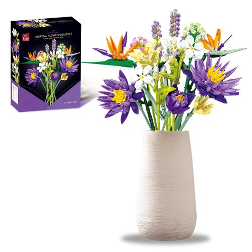 Flower Bouquet Building Set, 891 Pcs Birds of Paradise and Water Lily Bouquet Building Sets, DIY Artificial Flower Bouquet Set for Home Office Decorations, Gifts for Mother's Day Valentine's Day