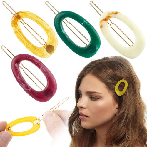 KIKOOD 5pcs Oval Hair Barrettes Acrylic Hollow French Eggie Circle Shell Black Mini Celluloid Ace...