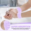 ACO-UINT 4Pcs Purple Spa Headband and Face Washing Wristbands Set, Skincare Headband Face Wash Headband Makeup Headband, Hair Claw Clip Skin Care Headband for Washing Face