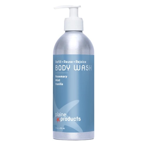 Plaine Products Sensitive Skin Body Wash - Rosemary, Mint, Vanilla, 16 oz (Refillable Bottle with Pump)