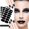 SILPECWEE 16 Sheets Black Nail Wraps Solid Color Nail Polish Strips for Women Gel Nail Strips Self Adhesive Nail Polish Stickers Fingernail Manicure Stickers Nail Art with 1pc Nail File