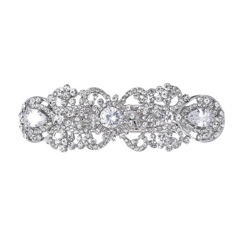 Austrian Crystal Hair Clips, White Sparkly Rhinestones Hairpins Barrettes, Cryatal Hollow out Flower Hairgrip Hair Headwear Hair Accessories for Women Girls