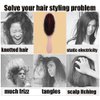 Boar Bristle Detangling Hair Brush for Curly Fine Straight Natural Hair, Anti-frizz Paddle Detangler Brush Styling Hairbrush for Women Men, Less Pulling and Hair Breakage