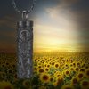 QGJNSGC Sunflower Celtic Urn Necklace Cylinder Bar Urn Necklace for Ashes Pendant Necklace Keepsake for Ashes Memory Keepsake Cremation Jewelry (Black)