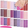 SILPECWEE 24 Sheets Glitter Solid Color Nail Wraps for Women Nail Polish Strips Self Adhesive Nail Polish Stickers Gel Nail Strips for Nail Art Fingernail Manicure Stickers with 1pc Nail File