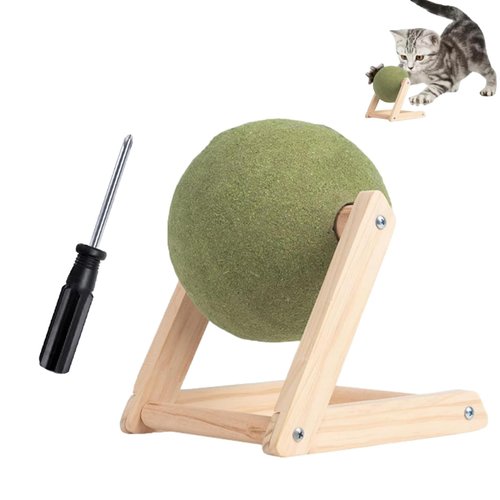 Growalleter Cat Mint Ball Toy, Giant Catnip Floor Ball Toy, Interactive Catnip Toy, Rotatable Catnip Ball, Catnip Toys with Stand, Rotatable Catnip Roller Ball for Cat Playing