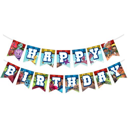 Treasures Gifted Dino Ranch Birthday Party Supplies - Dino Ranch Birthday Banner - Dino Ranch Happy Birthday Banner - Dino Ranch Party Decorations for Walls - Dino Ranch Banner