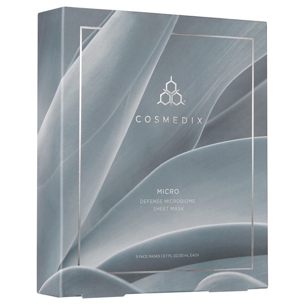 COSMEDIX Micro Defense Microbiome Peel-Off Sheet Mask, Hydrates & Quenches Dry Skin, Soothing & Redness Reducing, Cruelty & Gluten Free, Set of 5