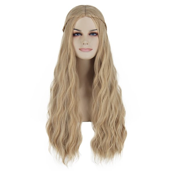 Juziviee Galadriel Wig Costume Blonde Wigs for Women Girls 70s Hippie Costume Wig Long Curly Wavy Hair Wig Cute Natural Soft Hair with Wig for Daily Party (Light Blonde) JZ021LGD