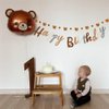Bear Theme Happy Birthday Banner with Cute Bear Banner, Bday Party Pennant Decor, Wild One Woodland Bear First Birthday Party Supplies