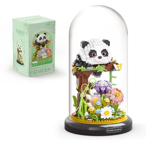 YEECHAO Panda Flower Bouquet Building Set for Adults, Animals Flowers Plants Decor with Dust Cover, Birthday Gift Building Toy for Boys Girls, 999 PCS Mini Building Blocks, Not Compatible with Lego