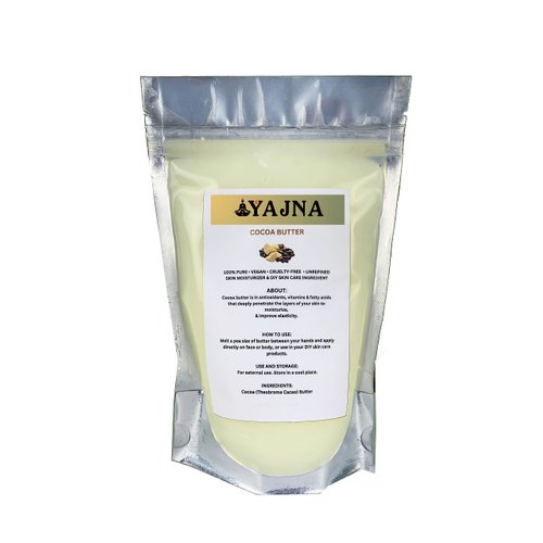Yajna Organic Raw Cocoa Butter 100% Pure,Natural & Unrefined| Skin Moisturizer For Face, Body & Hair| 1 LBS/450 GM Ivory/White Grade A | DIY Creams, Balms, Lotions, Soaps| Softens Dry & Tough Skin