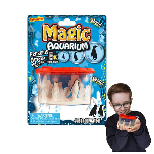 Magic Aquarium - Penguins from Deluxebase. Grow Your Own Penguins Fish Tank. Fish Tank Kit with Water Activated Penguin Toys. Great Aquarium for Novelty Educational Toys and Kids Party Favors.