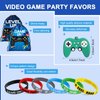 Nosiny 72PCS Video Game Party Favors Birthday Include 24 Video Game Goodie Drawstring Bags 24 Silicone Bracelet 24 Controller Keychain for Kids for Party Supplies(Fresh, Blue)