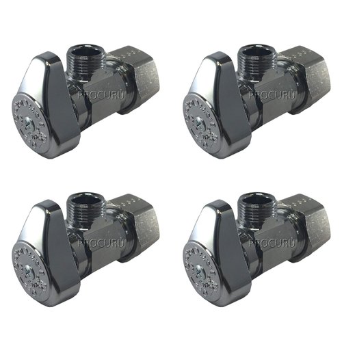 (4-Pack) BrassCraft G2CR19L1X 1/2-in Nominal Comp x 3/8-in OD Outlet Chrome Plated Brass 1/4-Turn Angle Stop Valve Less Outlet Sleeve/Nut (4-Pack)