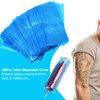 Gakonp 200pcs Clear Tattoo Machine Pen Covers Tattoo Pen Sleeves Plastic Dustproof Protection Blue Bags for Tattoo Professionals