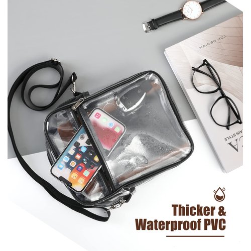 MoKo Clear Bag Stadium Approved for Women, Crossbody Bag Purse Adjustable Strap Shoulder Bags for Concerts Festival Sports Events, Black
