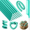 30 Pieces Flexible Curling Rods Twist Foam Hair Rollers Soft Foam No Heat Hair Rods Rollers and 1 Steel Pintail Comb Rat Tail Comb for Women Girls Long and Short Hair (Lake Green, 7 x 0.3 Inch)