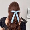 2Pcs Tassel Ribbon Hair Bows Clip with Long Tail for Women Girls Thick Thin Hair,5.5in Big Light Blue Solid Silky Satin Ribbon Ponytail Holder Outfits Dress Decoration Accessories