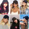 Yunkang Baseball Cap Wig Natural Wave Hair Extensions With Hat Heat Resistant Synthetic Adjustable Wig Black cap wigs for Women Girls (B-1B)