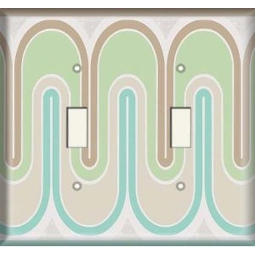 SnazzySwitch Green Retro Waves Decorative Light Switch Cover - Double Toggle Wall Plate