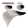 RINBOOOL Black Ombre Tape in Hair Extensions, 14 Inch 40 Gram 20 Pieces, Pre-taped, 100 Real Remy Human Hair, Black Rooted to Grey