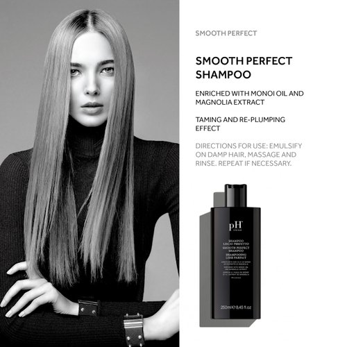 pH Labs Smooth Perfect Anti Frizz Shampoo-Unruly Hair-Enriched with Monoi Oil & Magnolia Extract for Hydration & Shine, Sulfate-Free, Safe for Color-Treated Hair, Gentle for All Hair Types - 8.45 oz