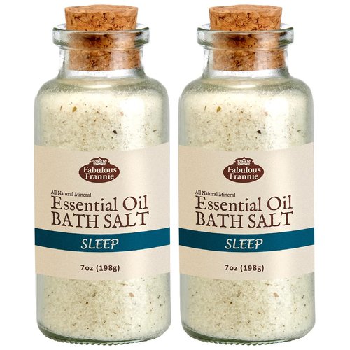 Fabulous Frannie Aromatherapy Sleep Oil Mineral Bath Salt Chamomile, Marjoram, Bulgarian Lavender and Vetiver Pure Essential Oils 7oz (Pack of 2)