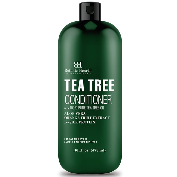 Botanic Hearth Tea Tree Conditioner | For All Hair Types | Fights Dandruff & Dry Scalp | With Vitamin C, Peppermint Oil, Rosemary Oil & Lavender Oil | Sulphate & Paraben Free | 16 fl oz
